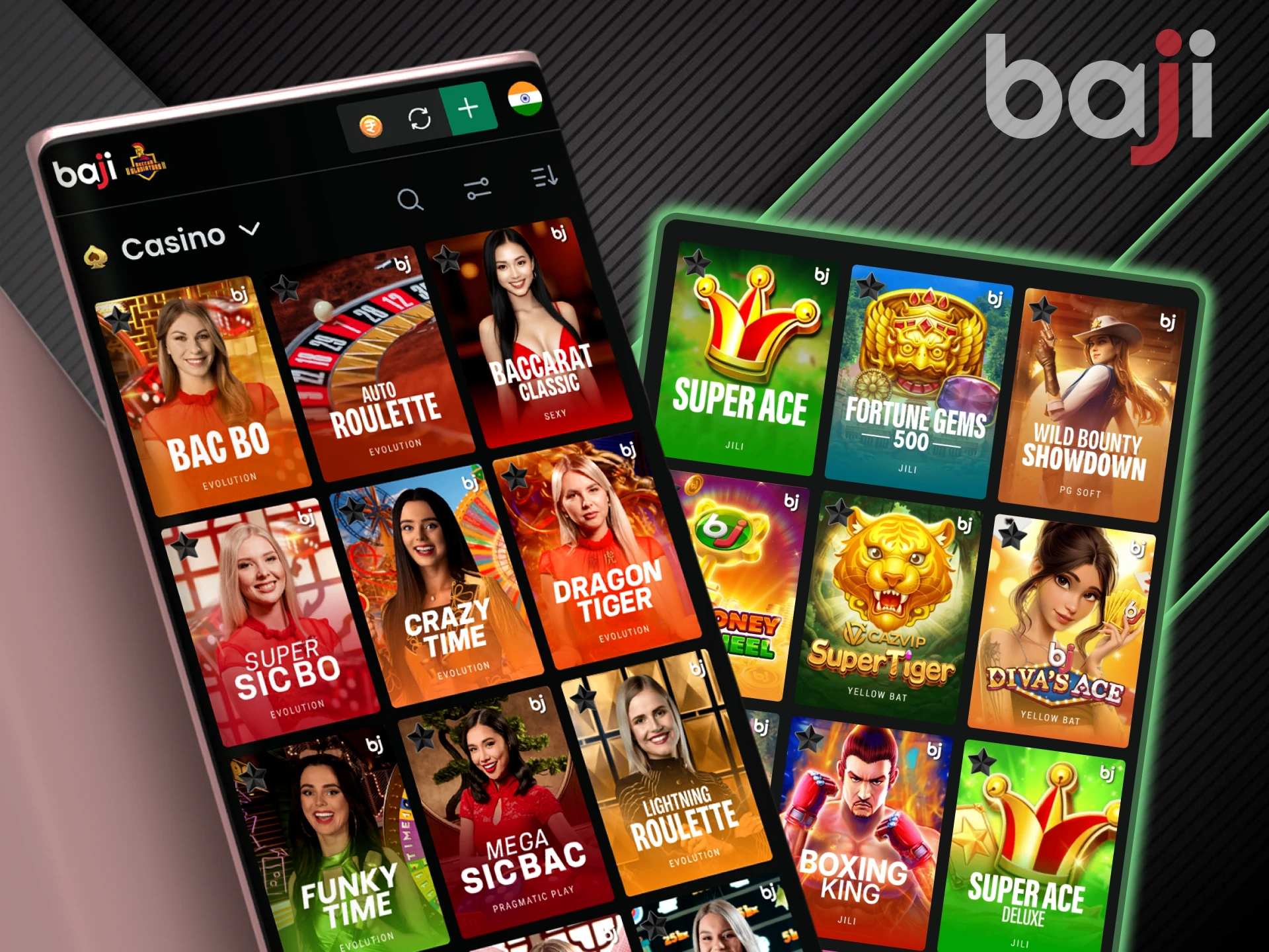 You will find all the latest casino games in the Baji app.