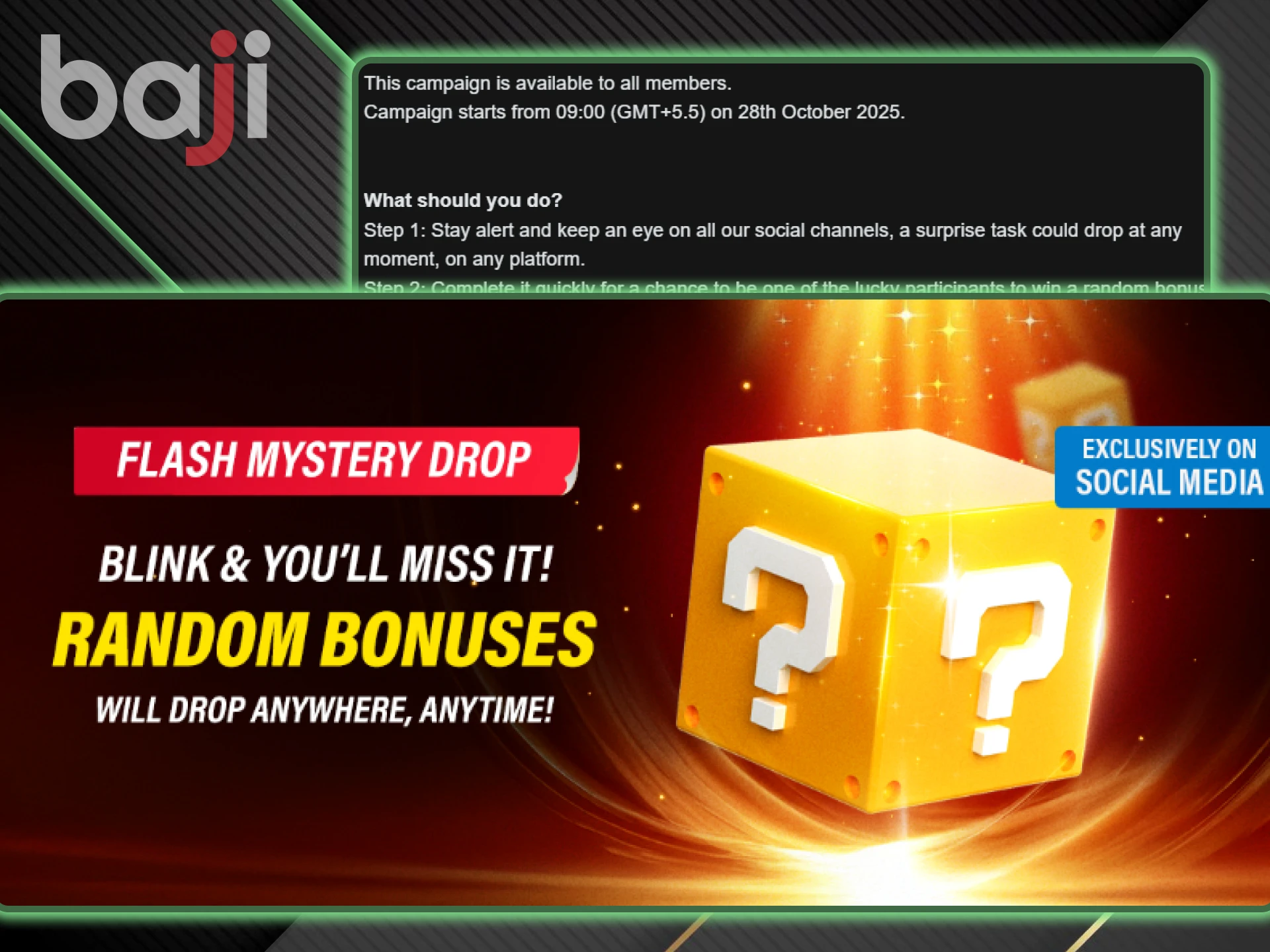 Mysterious Drop is a bonus that will surprise every Baji user.