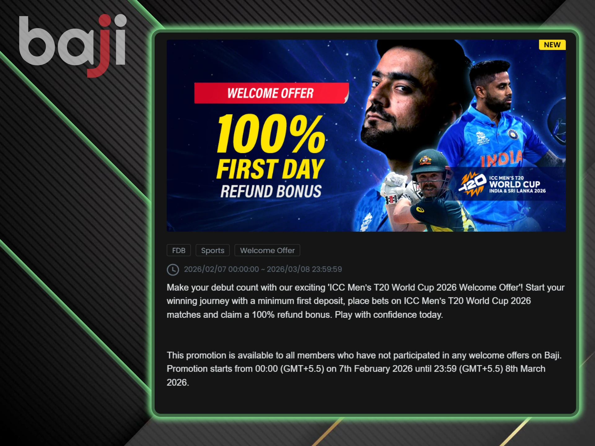 Get free money as a bonus from Baji.