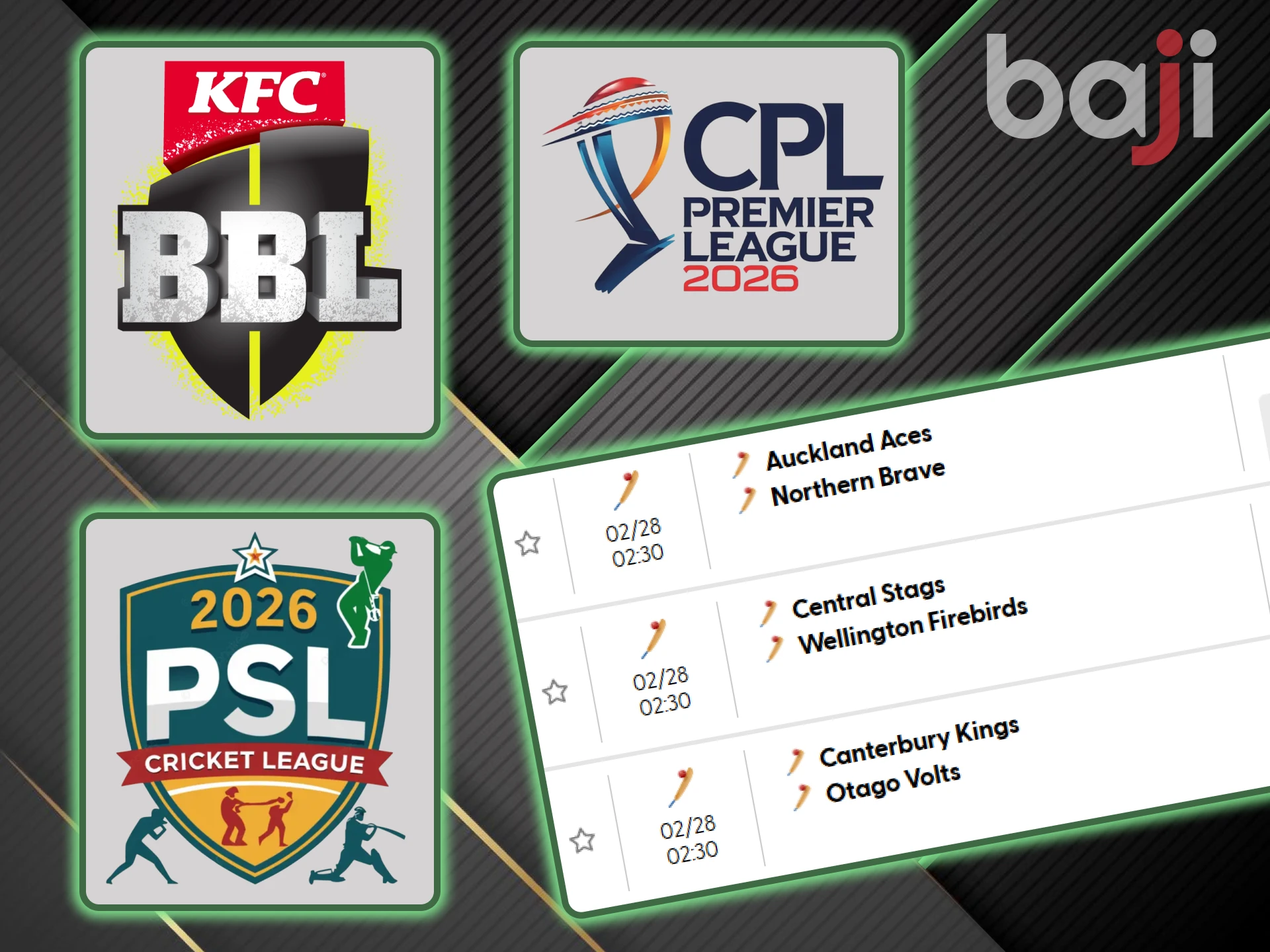 The best cricket leagues are available on the Baji website.