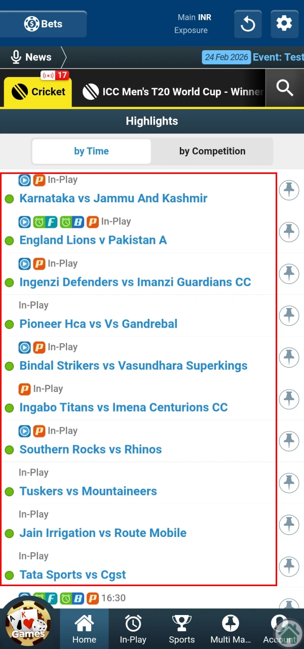 A large number of matches are available for cricket betting on Baji.