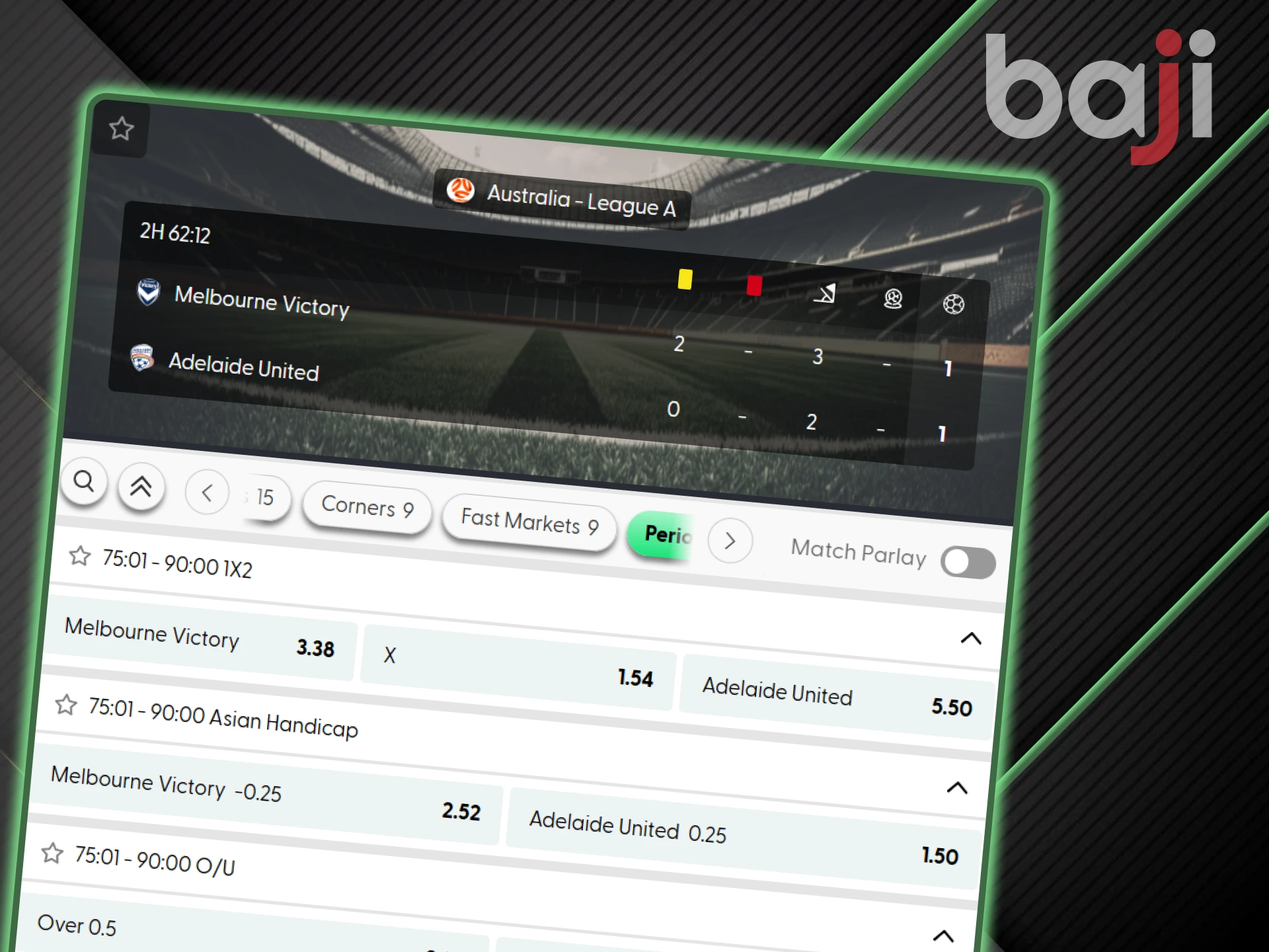 Asian Handicap is one of the most popular football betting options on Baji.