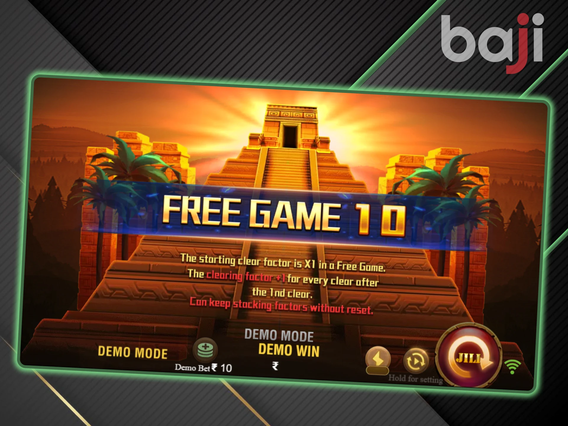 Free spins are available in the Golden Empire game from Baji.