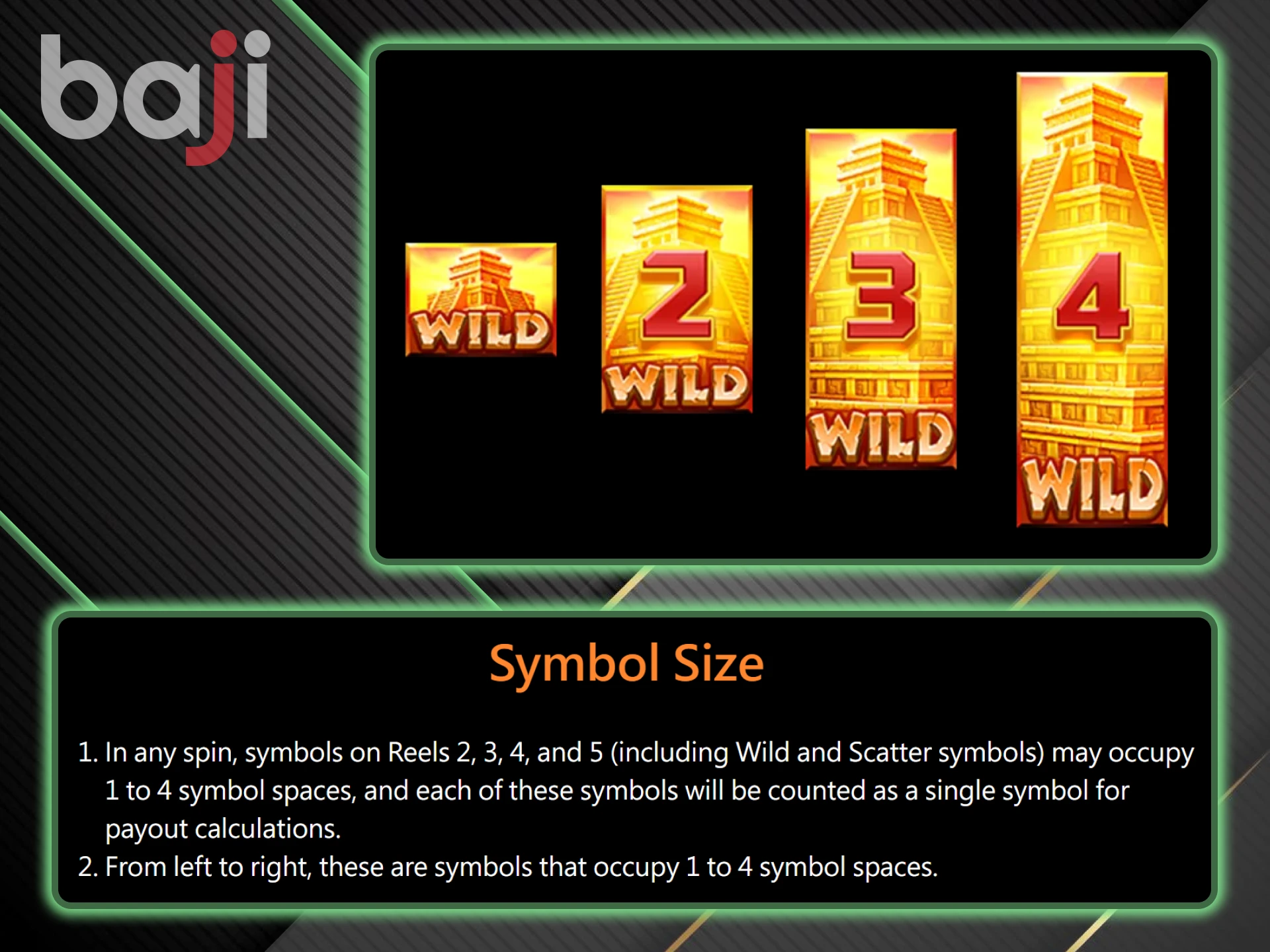 A combination of golden frame symbols will bring you closer to victory in the Golden Empire game from Baji.