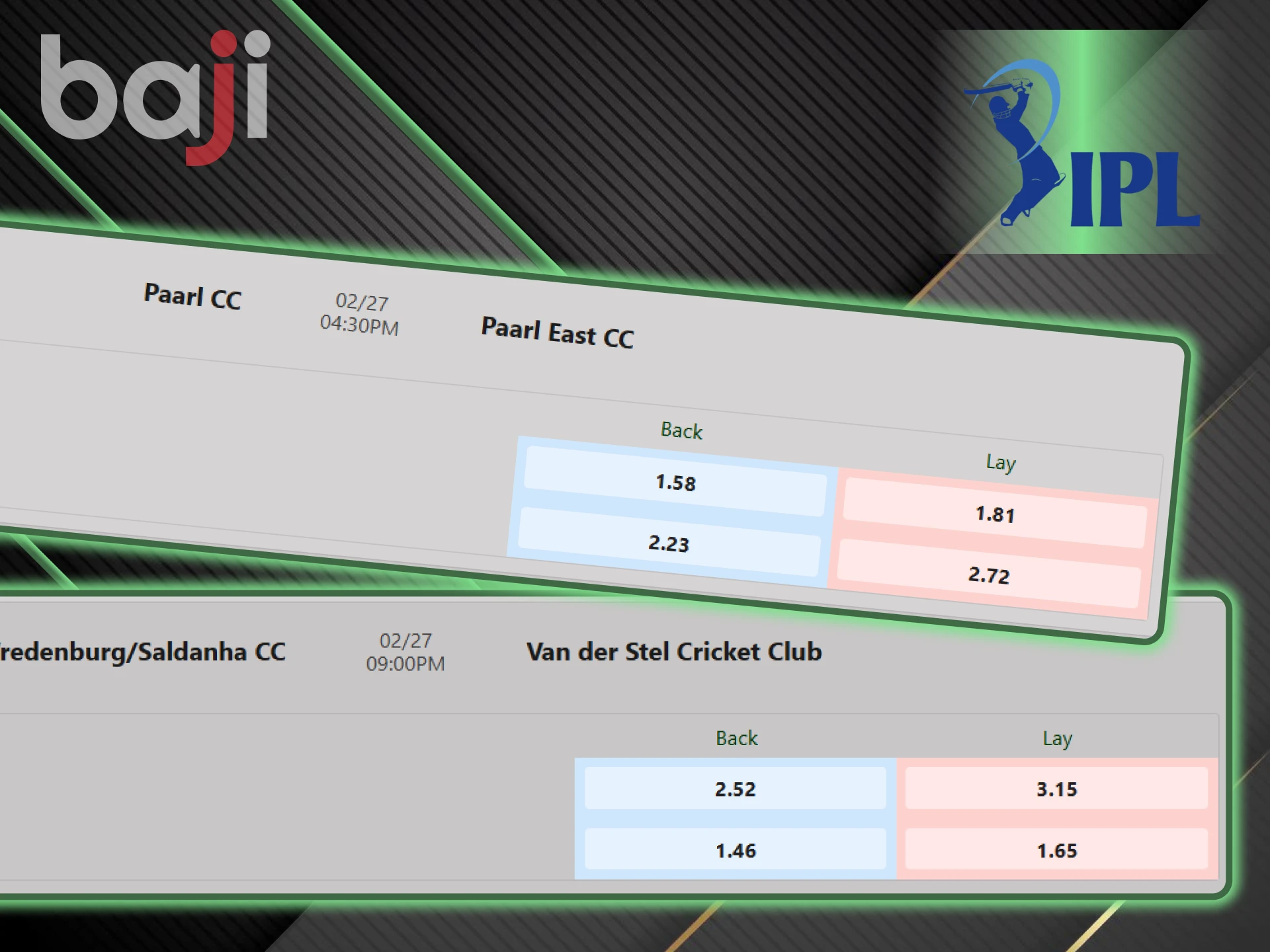 Fancy bets are available for betting on IPL events from Baji.
