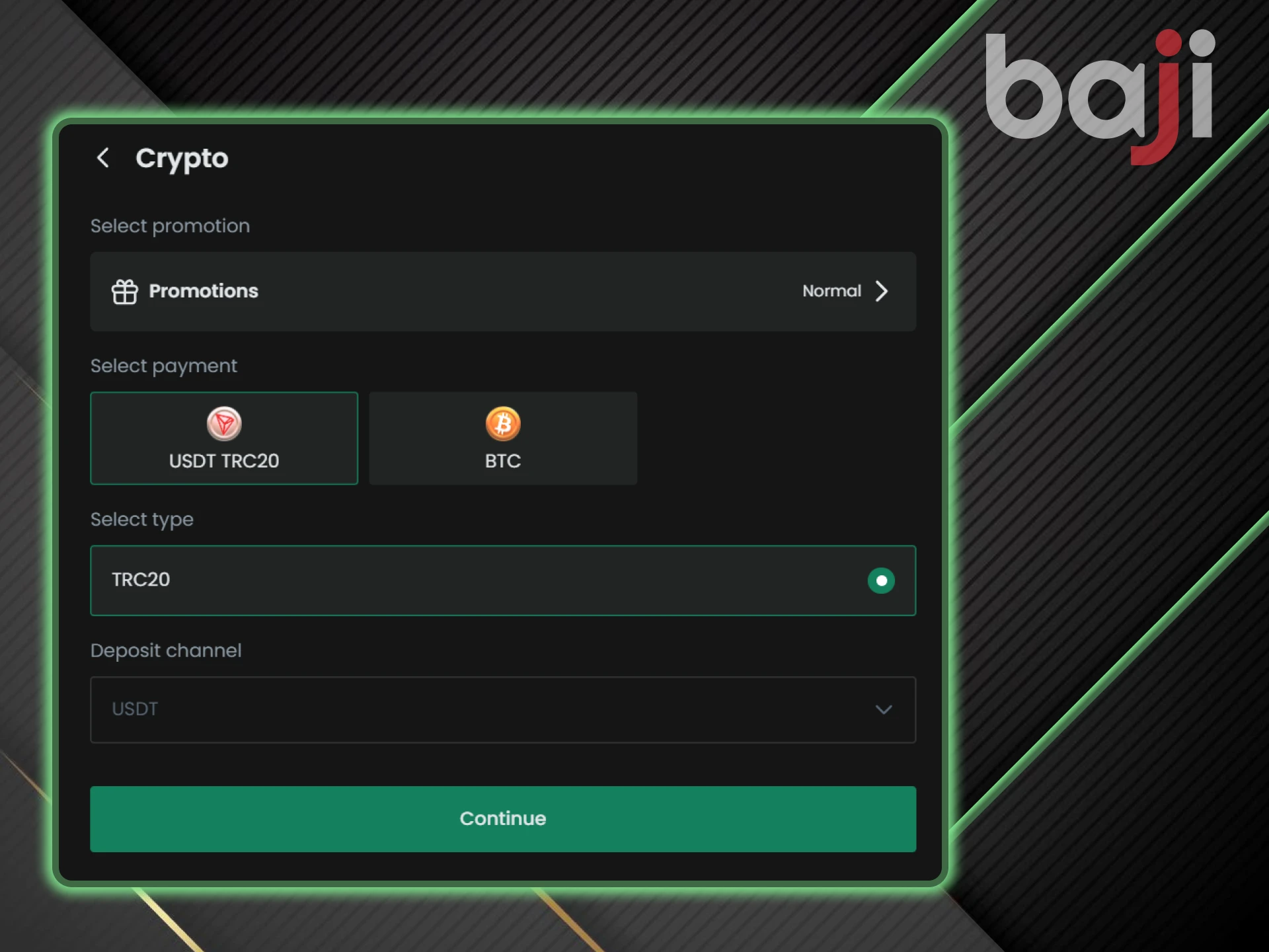 Cryptocurrency can be used for transactions on the Baji website.