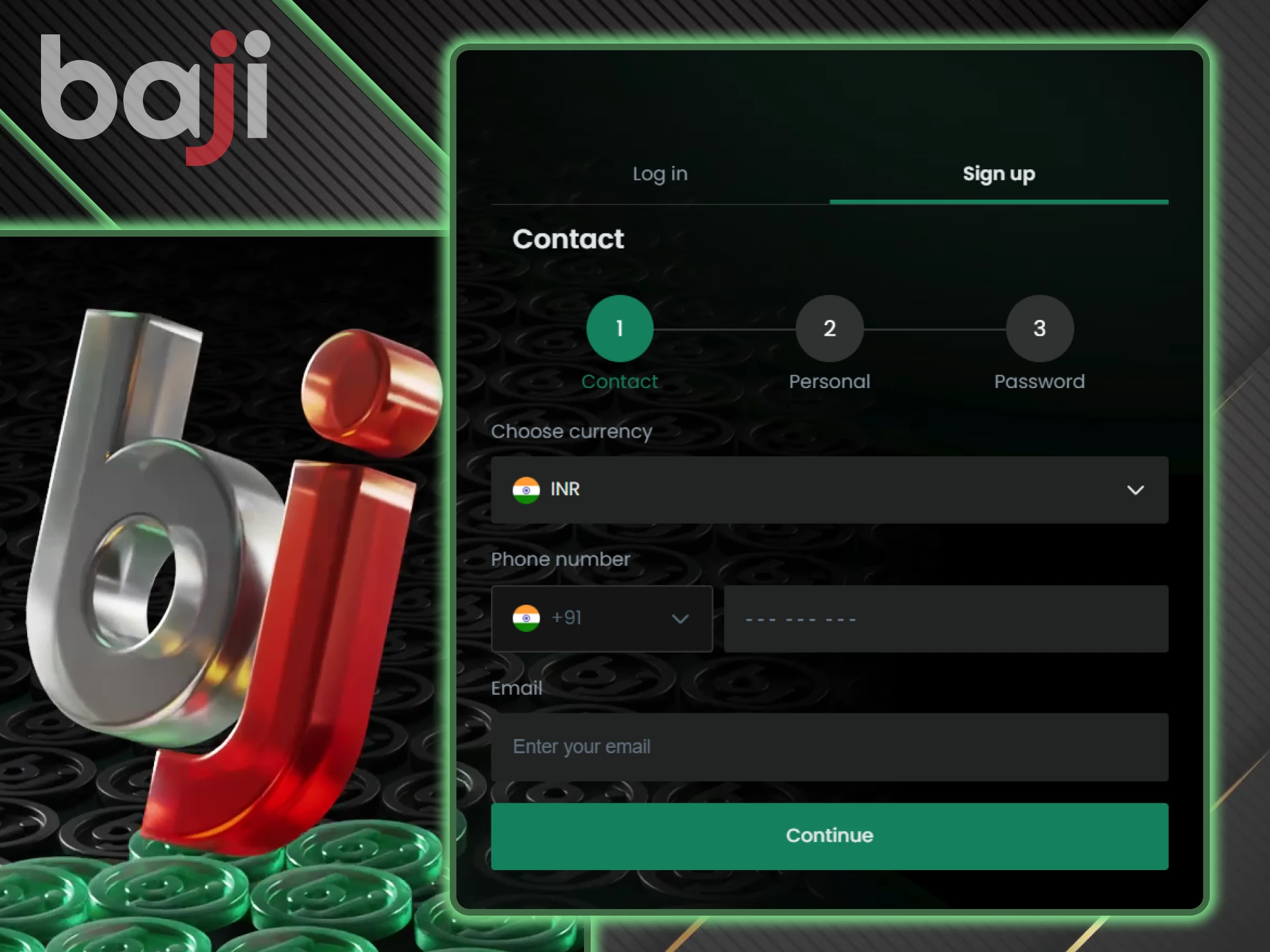 You will need your phone number to register on the Baji website.