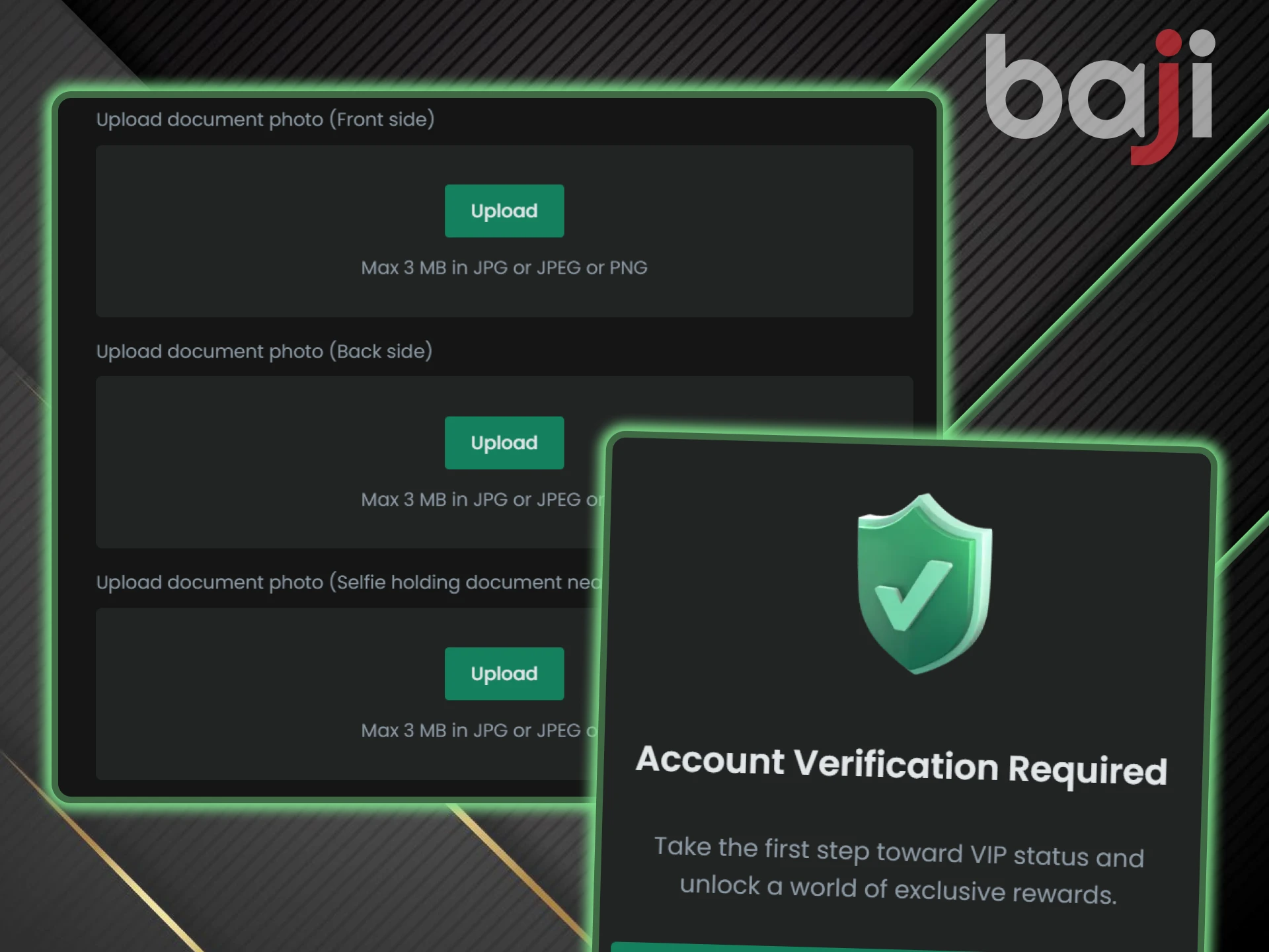 Verification on the Baji website is required.