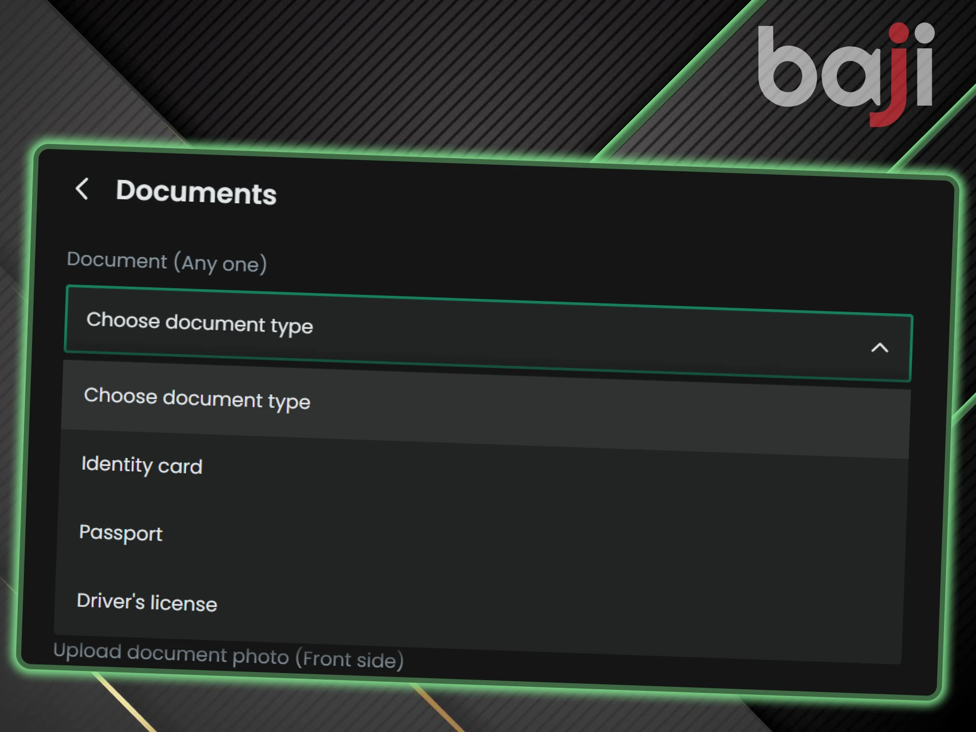 The list of required documents for verification is available on the Baji website.
