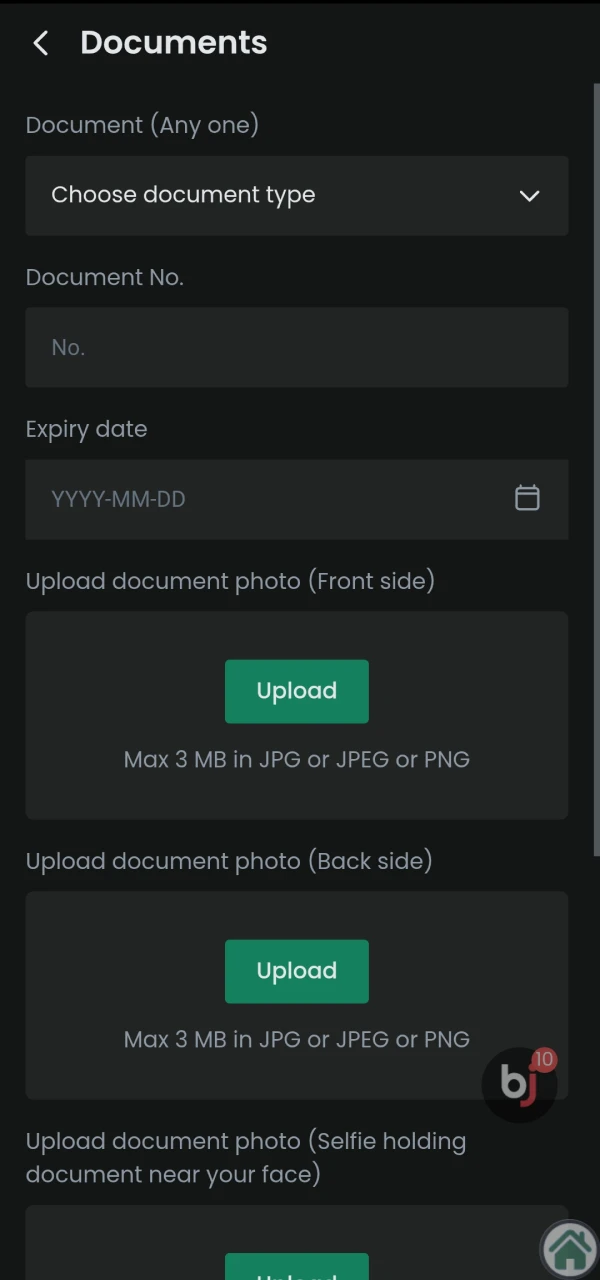 Bank details must be filled in first to withdraw funds to Baji.