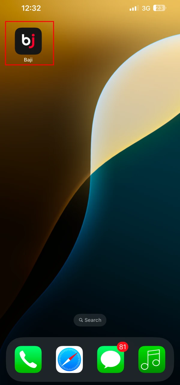 The Baji app icon for iOS is now added to your home screen.