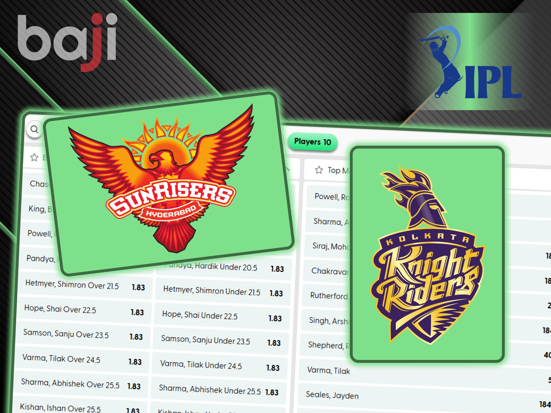 There are many top teams participating in the IPL, and you can bet on them with Baji.