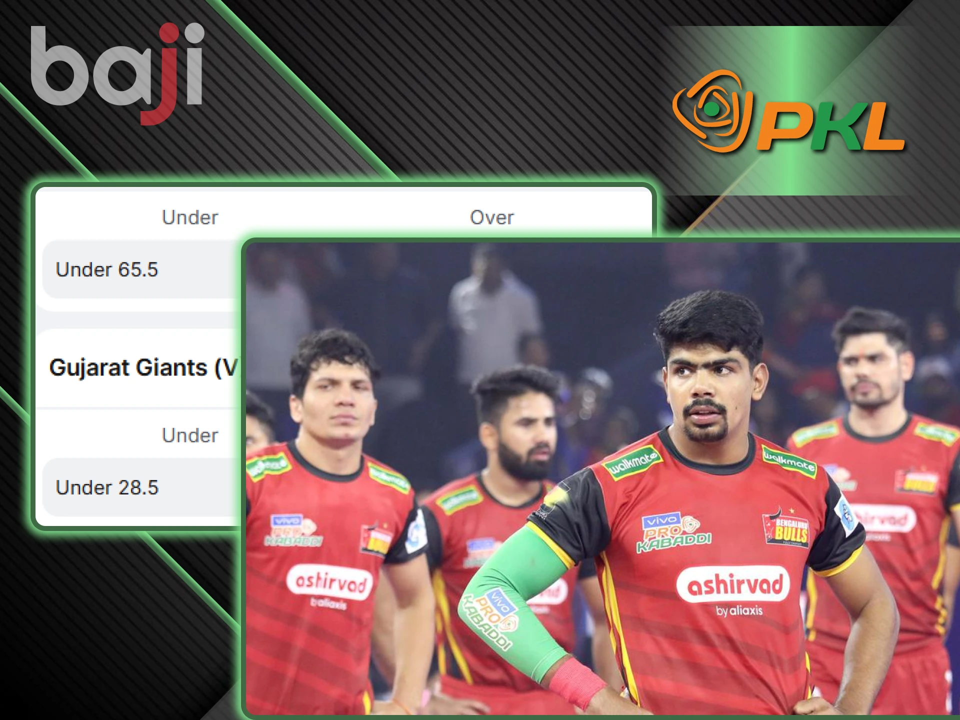 The most popular bet type on PKL is Total Points, available on Baji.